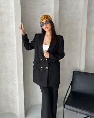 KARIA Keten Takım Siyah