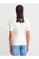 31585 Drape Detaylı T-shirt-Ekru