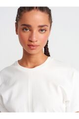 31585 Drape Detaylı T-shirt-Ekru