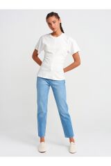 31585 Drape Detaylı T-shirt-Ekru