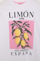 Renkli Limon Baskılı Tişört Beyaz