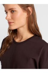 31585 Drape Detaylı T-shirt-Koyu Kahve