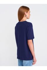 31218 Dikiş Detaylı T-Shirt-Lacivert