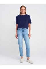 31218 Dikiş Detaylı T-Shirt-Lacivert