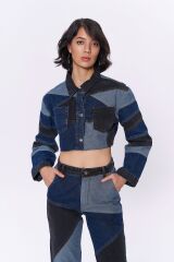 Kadın patch detaylı denim ceket