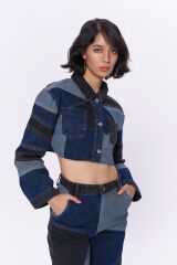 Kadın patch detaylı denim ceket