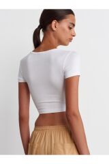 31104 Modal Crop Top-Beyaz
