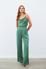 Cepli Salaş Saten Pantolon - HAKİ
