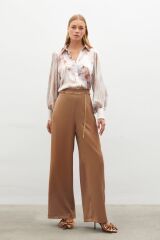 Zincirli Saten Krep Pantolon - Camel
