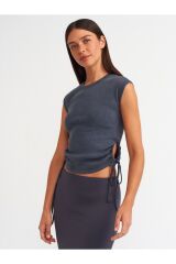 31018 Pencere Detaylı Fitilli Bluz-antrasit