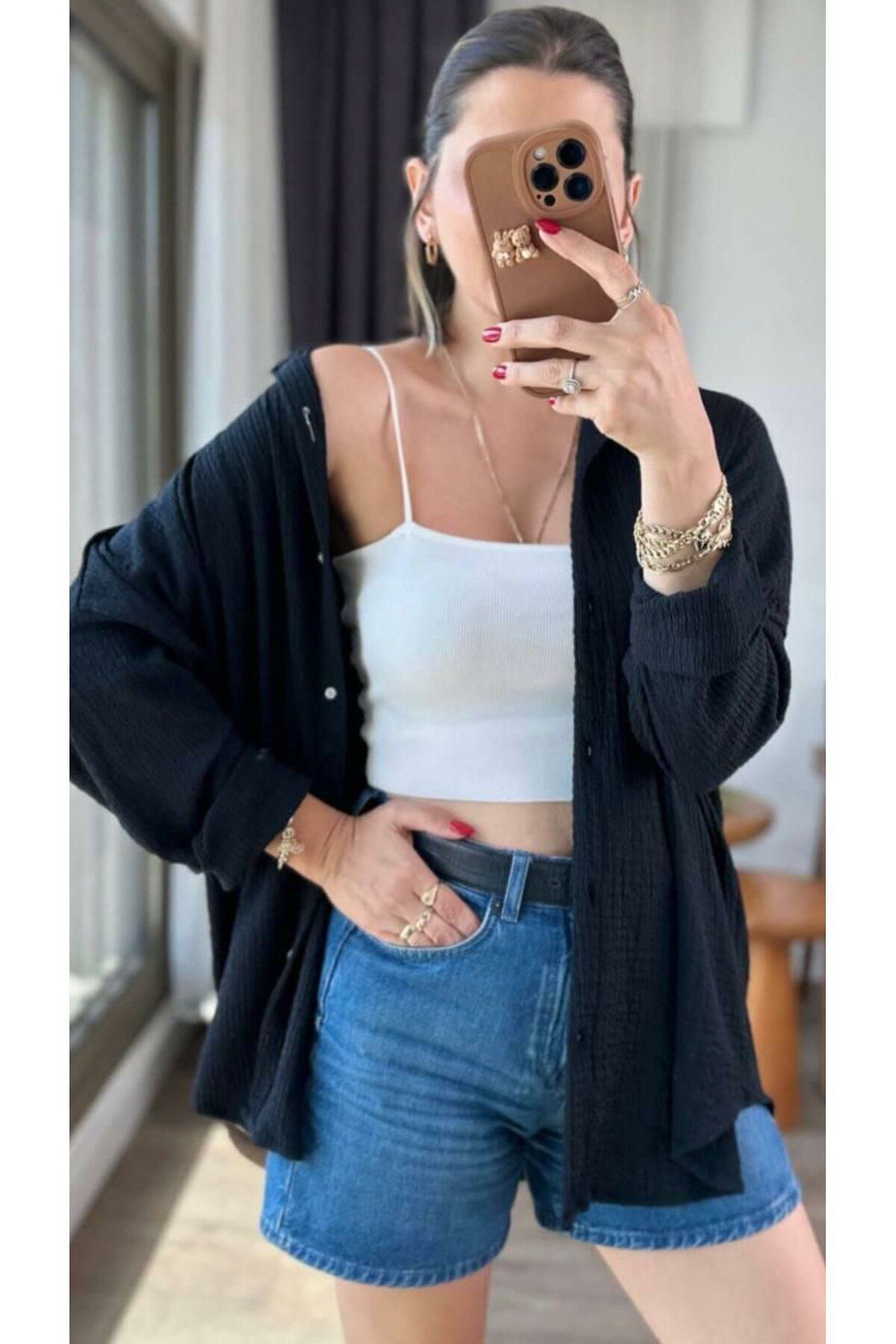 Oversize krınkıl gömlek