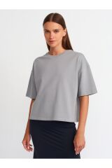 31017 Kısa Kollu Pamuklu T-shirt-Gri