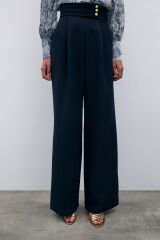 Bel Detaylı Pantolon - LACİVERT