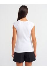 30811 Bisiklet Yaka T-shirt-Beyaz