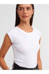 30811 Bisiklet Yaka T-shirt-Beyaz