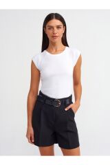 30811 Bisiklet Yaka T-shirt-Beyaz