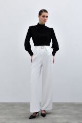 Drape Detaylı Bluz - Siyah