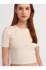 30995 Crop T-shirt-Bej Melanj