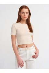 30995 Crop T-shirt-Bej Melanj