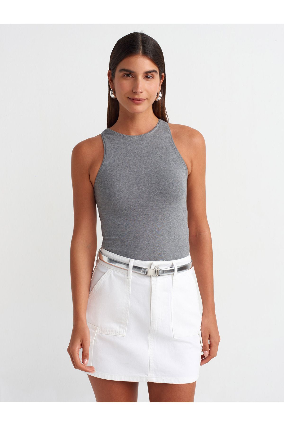 30997 Halter Yaka Top-Antrasit