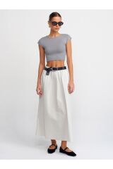 kadın  30528 Pamuk ve Modal Karışımlı Crop Top-GRİ