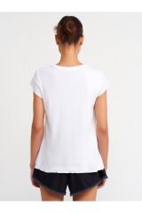 30719 Bisiklet Yaka T-shirt-Beyaz