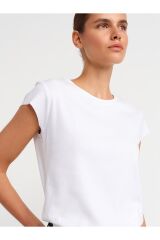 30719 Bisiklet Yaka T-shirt-Beyaz