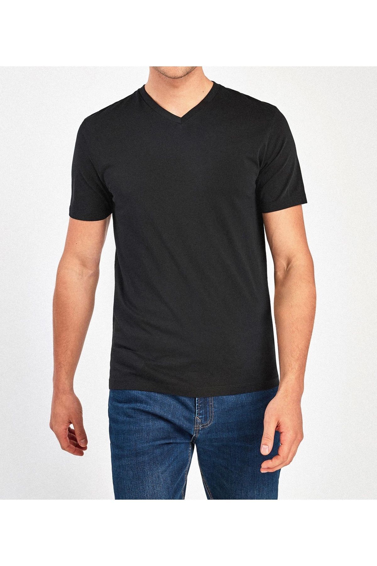 Erkek Ultrasoft V Yaka %95 Pamuklu Slim Fit Dar Kesim T-shirt