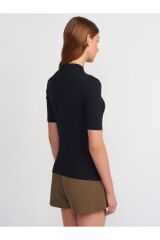30481 Yüksek Yakalı Tshirt-Siyah