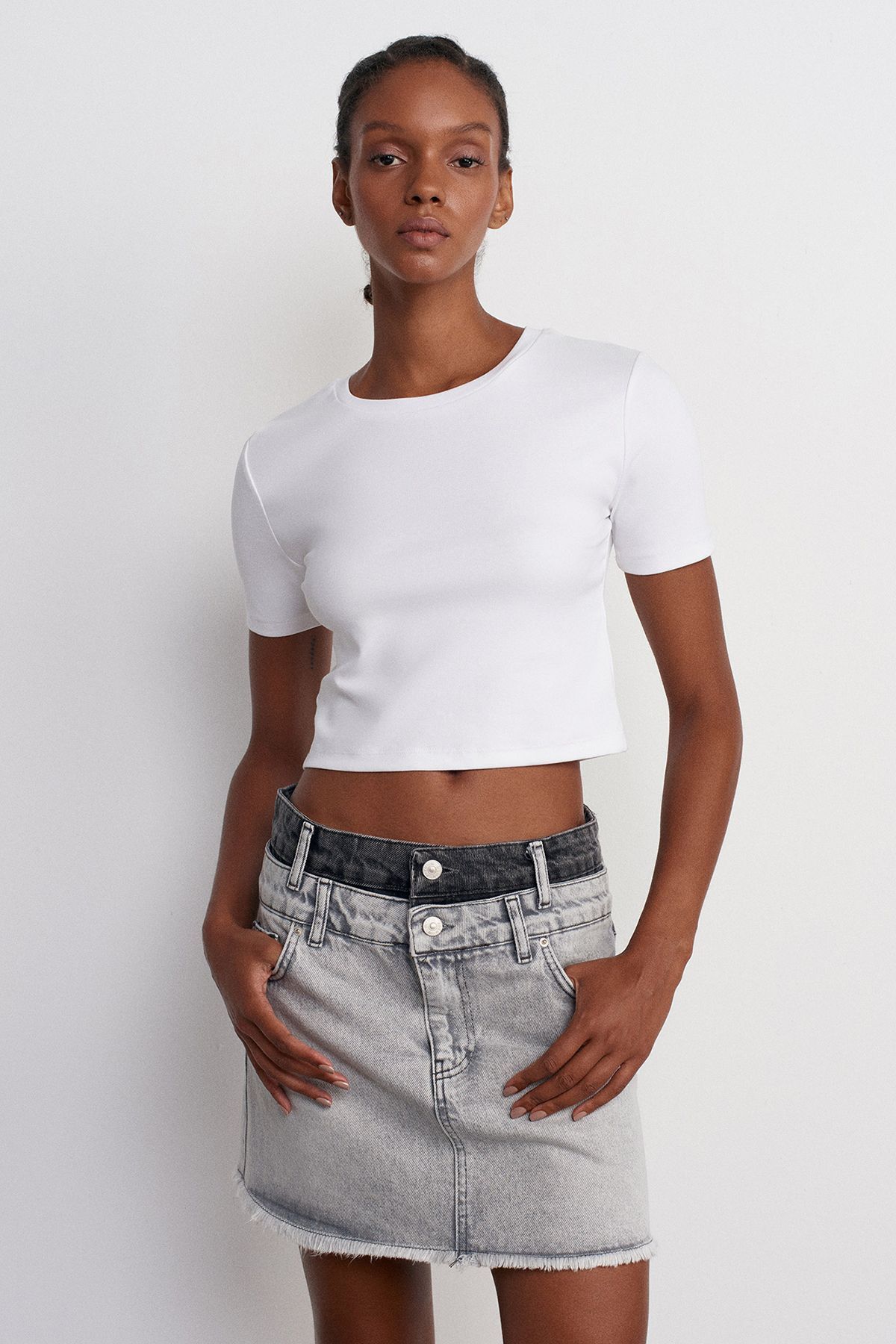 30124 Crop Tshırt-beyaz