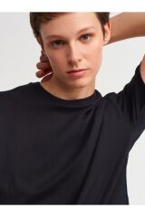 3683 Bisiklet Yaka Basic T-shirt-siyah