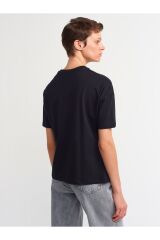 3683 Bisiklet Yaka Basic T-shirt-siyah