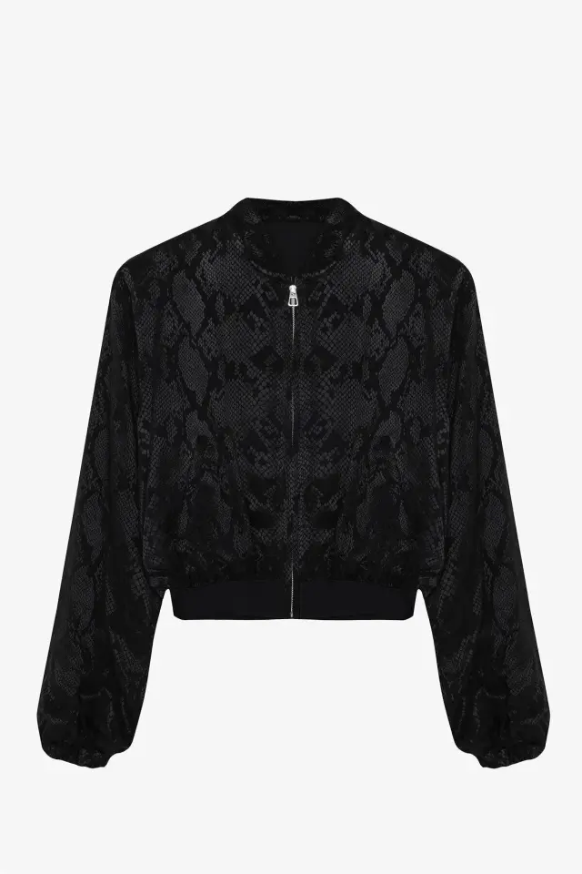 Kadin Lastik Detaylı Bomber Ceket