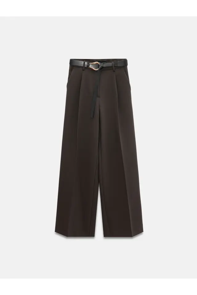 Pensli Kemerli Kumaş Pantolon