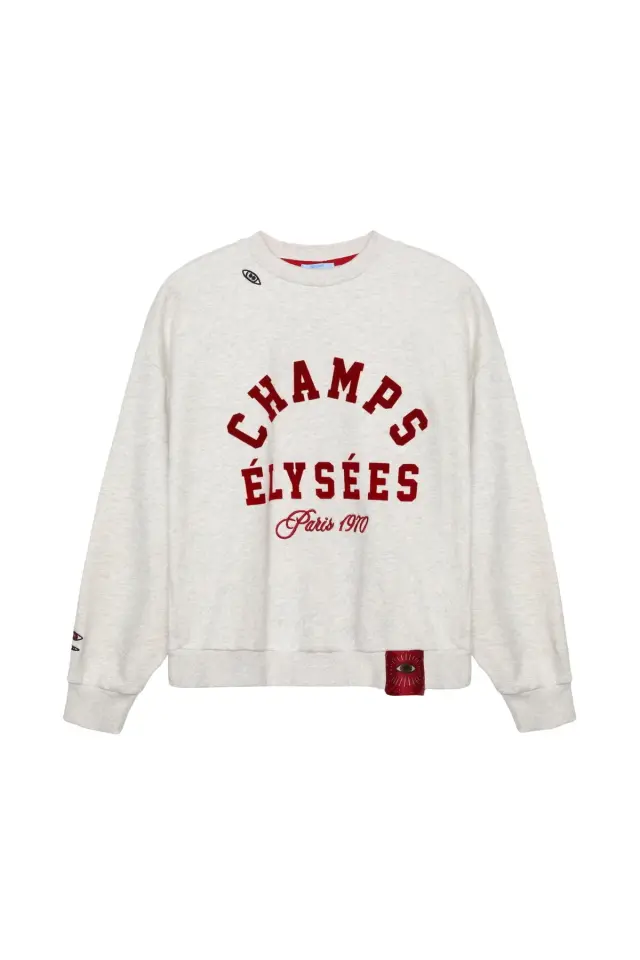 Nakış Göz Etiketli Yazılı Sweatshirt