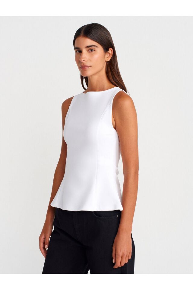 Kayık Yaka Peplum Top