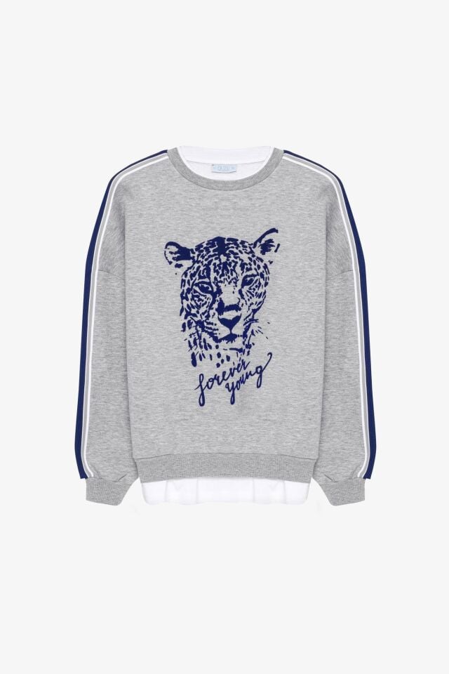 Baskı Detaylı Oversize Sweatshirt
