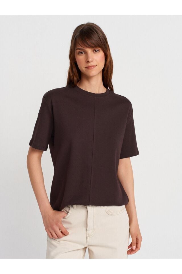 Dikiş Detaylı Pamuklu T-Shirt