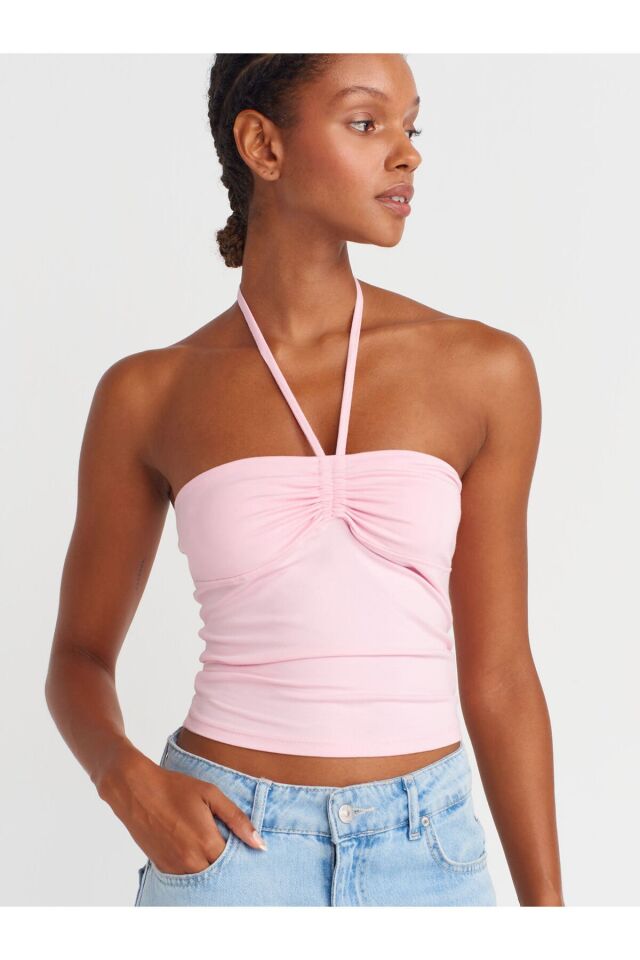 Boyundan Bağlamalı Straplez Top