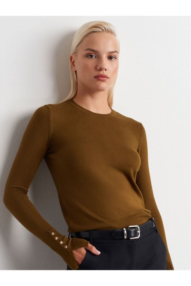 Bisiklet Yaka Kol Ortası Droplu Kazak