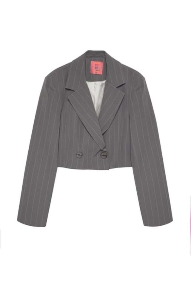 Çizgi Detaylı Crop Ceket