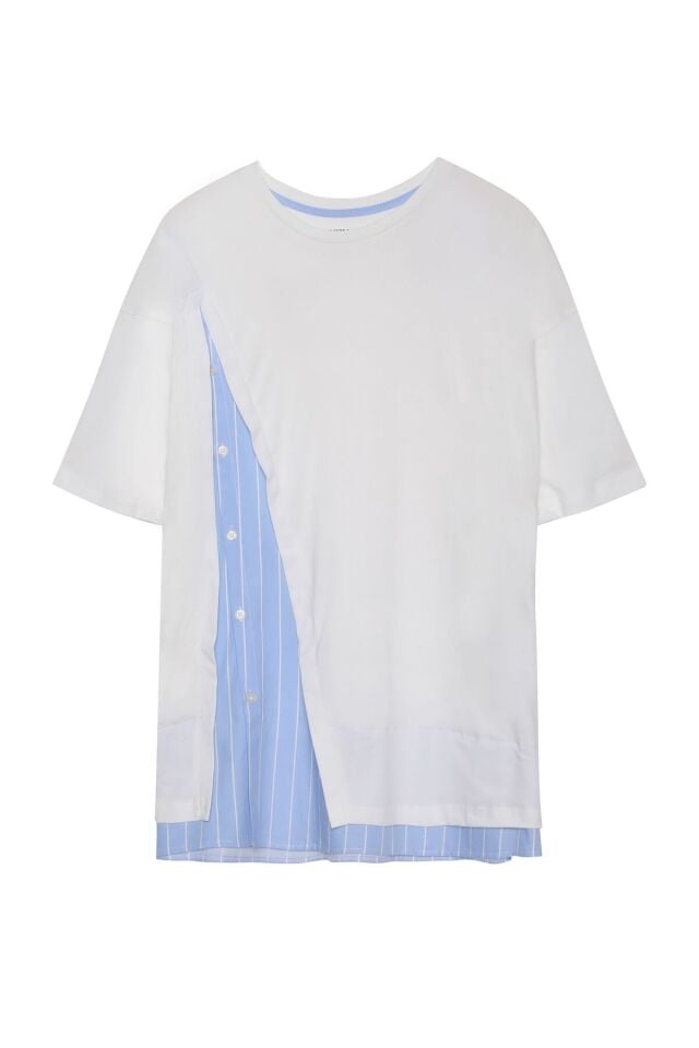 Düğme Detaylı Basic Tişört