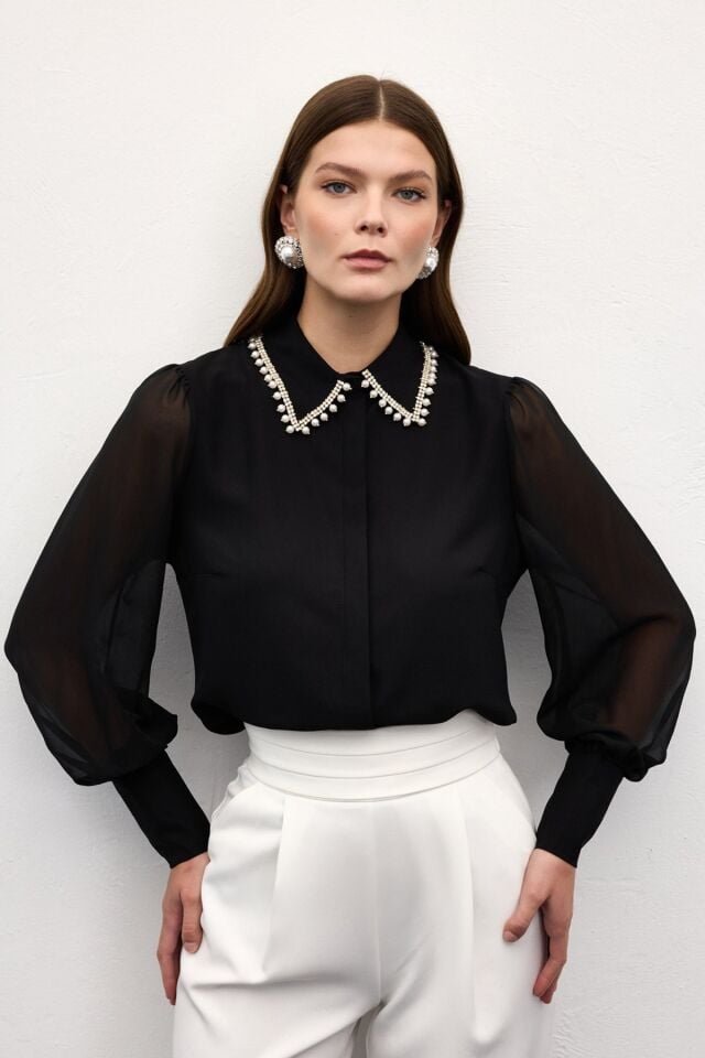 Aksesuar Yakalı Gömlek