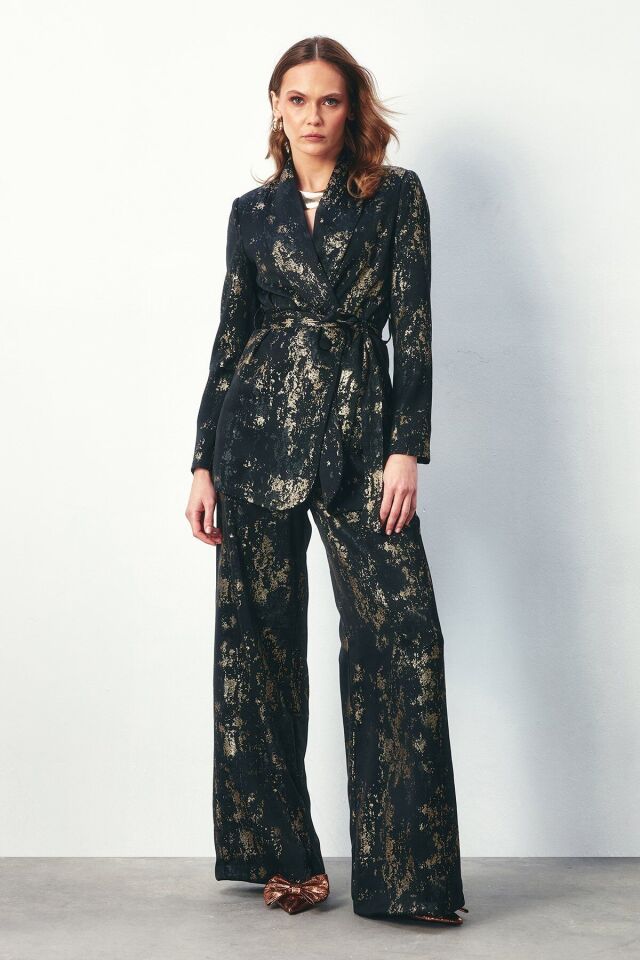 Parlak Desenli Salaş Pantolon