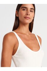 10747 Fitilli İnce Dokulu Triko Bluz-Beyaz