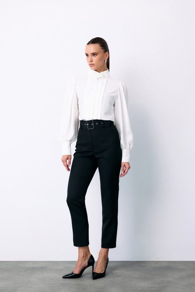 Yüksek Bel Kemerli Pantolon