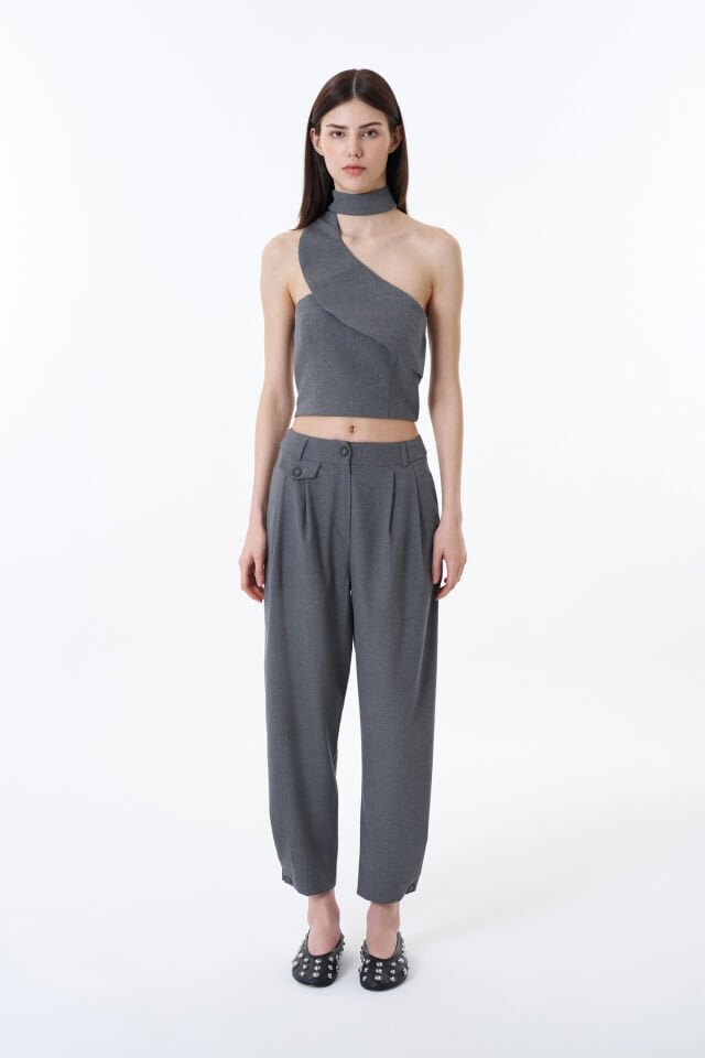 Pile Detaylı Jogger Pantolon Koyu